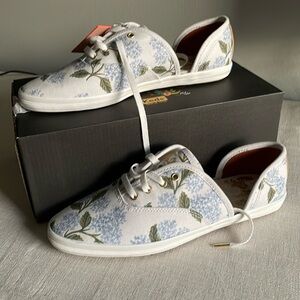 Keds rifle paper co white and blue hydrangeas dorsay sneaker